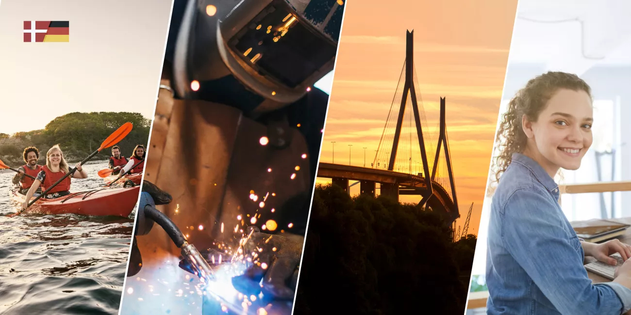 Collage of people and work