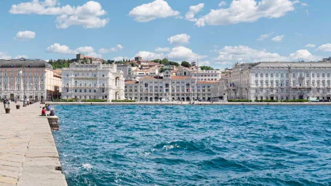 Lake and the buildings in the background in Trieste